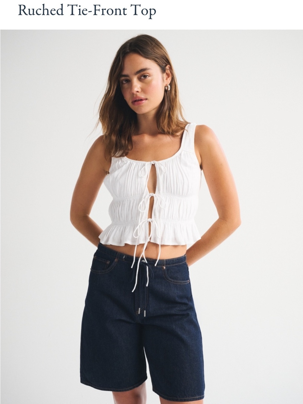 Abercrombie White Tie-Front Tank Top